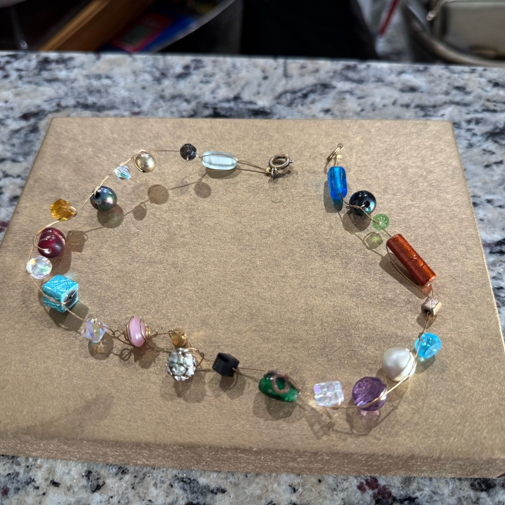 Multicolor Beaded Wire Necklace - Picture 3 of 7